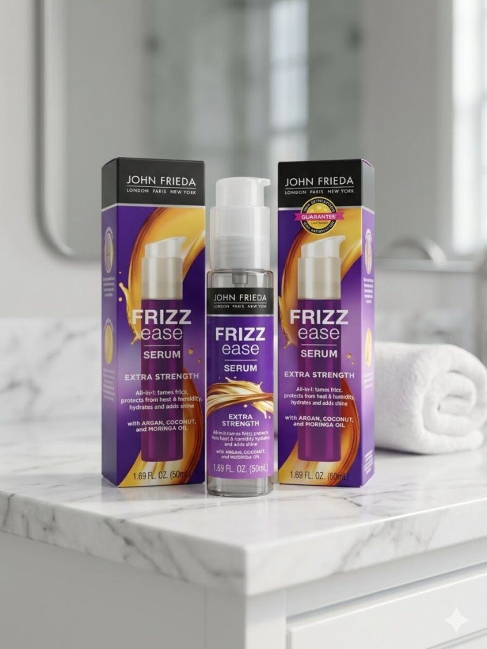 2 New John Frieda Frizz Ease Serum Extra Strength 1.69 oz Argan Coconut Oil